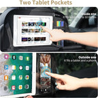LUCMO Car Backseat Organizer with Foldable Tablet Holder, Black | 6 Storage Pockets,Foldable Food Tray,Protectors Kick Mats,Travel Accessories,Seat Cover,Road Trip Essentials - Image 4
