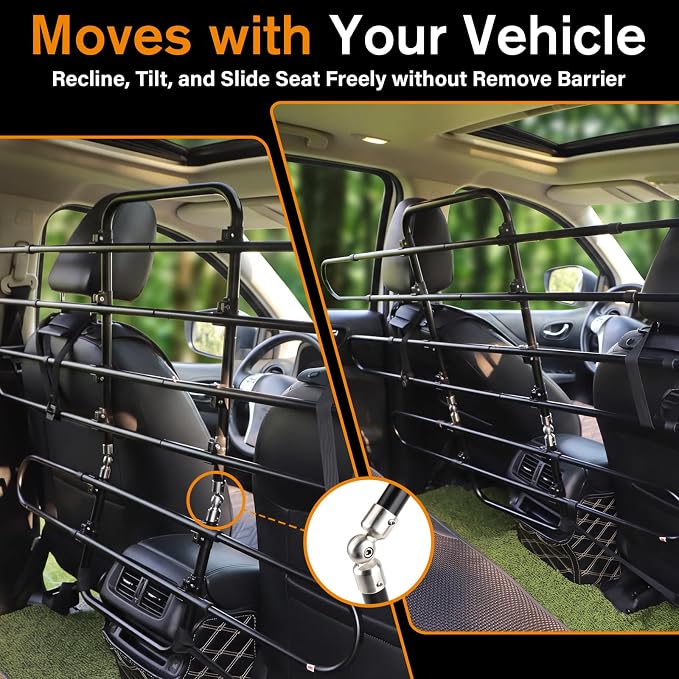 JoyBlooms Dog Car Barrier for SUV, Heavy-Duty Metal, Adjustable 37-62 in | Car Divider for Dogs, Pet Barrier for Car, Adjustable Lower Sections, Independent Seat Movement, Seat Rails Required - Image 3