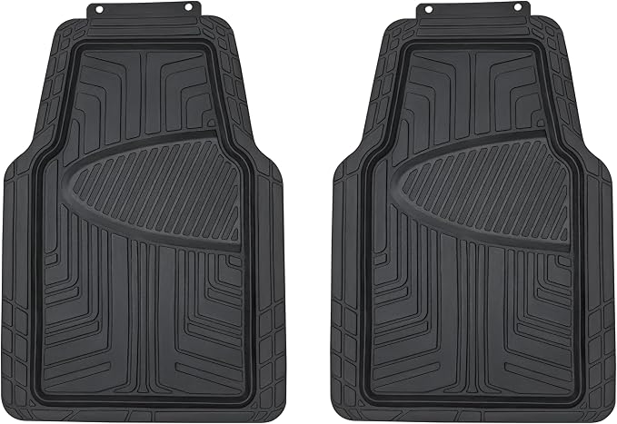 Amazon Basics 2-Piece Premium All-Season Anti-Slip Rubber Floor Mats for Cars, SUVs and Trucks, Universal Trim to Fit, Black by AmazonBasics