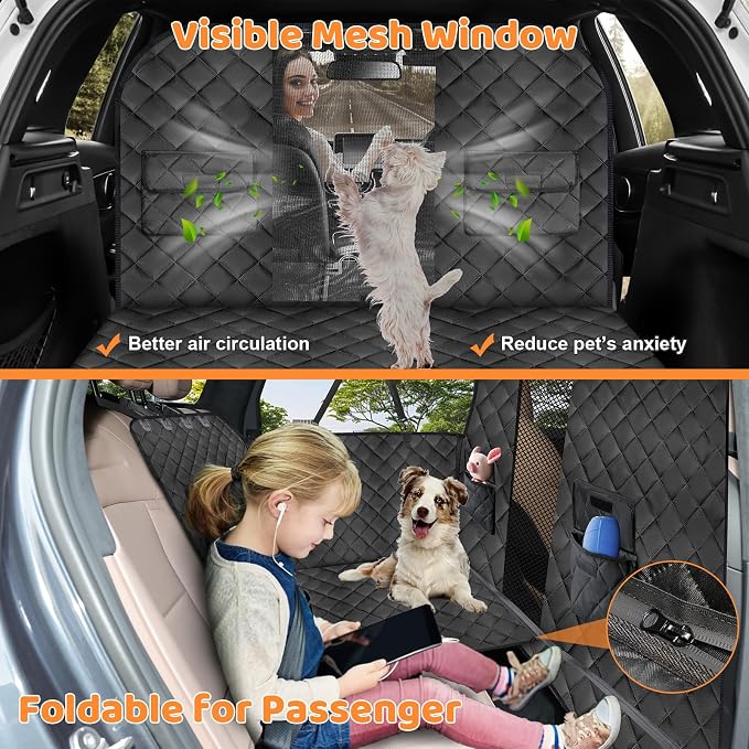 URPOWER Back Seat Extender for Dogs, Large Hard Bottom Dog Car Seat Cover | Supports 550 lbs, Stable 3-Panel Hard Bottom, Added High-Density Foam for Comfort, Waterproof 900D Oxford, 45% More Space - Image 5