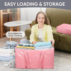 TICONN 4 Pack Extra Large Moving Bags Heavy Duty with Zippers & Carrying Handles, Durable Storage Bags Moving Boxes for Closet Organizers and Storage (4 Pack, Coral) - Image 7