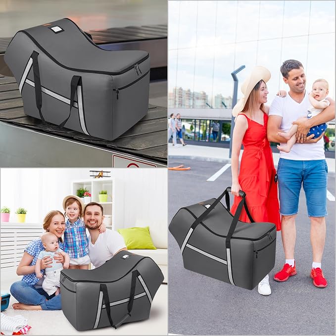 Infant Car Seat Travel Bag for Airplane Compatible with All Nuna Pipa Car Seat and Base,Chicco KeyFit 30 and Base, Padded Car Seat Bags for Air Travel,Car Seat Gate Check Bag with Side Pocket, Gray - Image 6
