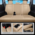 Huidasource Upgrade Grand Cherokee Seat Covers, Full Coverage Waterproof Leather Car Seat Covers, Custom Seat Cushion Protector Fit for Jeep Grand Cherokee 2011-2021 (Full Set/Beige) - Image 2