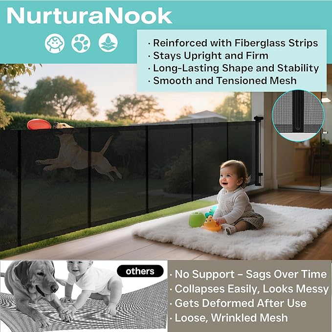 200 Inch Extra Wide Retractable Baby Gate,Mesh Baby Gate or Mesh Dog Gate,34" Tall,Child Safety Gate for Doorways, Stairs, Hallways, Indoor or Outdoor - Image 4