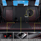 Huidasource Upgrade Jeep Grand Cherokee Seat Covers, Full Coverage Waterproof Leather Car Seat Covers, Custom Seat Cushion Protector Fit for Jeep Grand Cherokee 2011-2021 (Full Set/Black&Red) - Image 3