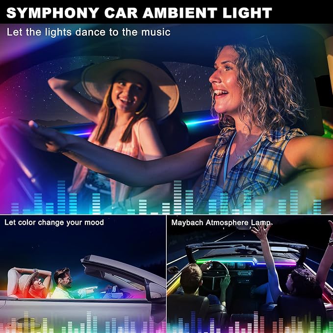 Dreamcolor Acrylic Interior Car LED Strip Light with Wireless APP, RGB 18 in 1 with 175 inches 612 LEDs Fiber Optic Strip Lights for Car, Dual Zone Music Sync Neon Car Ambient Lighting Kits - Image 8
