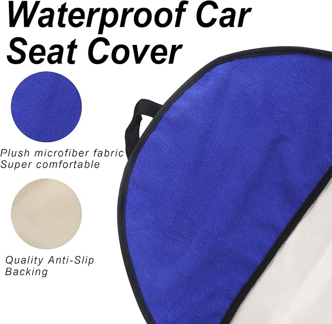 Sweat Towel Car Seat Cover Protector Front Seats for Gym Workout, Running, Swimming, Beach and Hiking, Waterproof Universal Seat Cover for Car, Trucks, Van & SUV (1, FSH-Blue/RED, Front) - Image 5