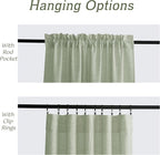 RYB HOME Linen Sheer Curtains 108 inches Long for Living Room | Breathable, Weave Textured, Rod Pocket, Semi Sheer, Sage Green, for Dining Room, W52 x L108, 2 Panels Set - Image 4
