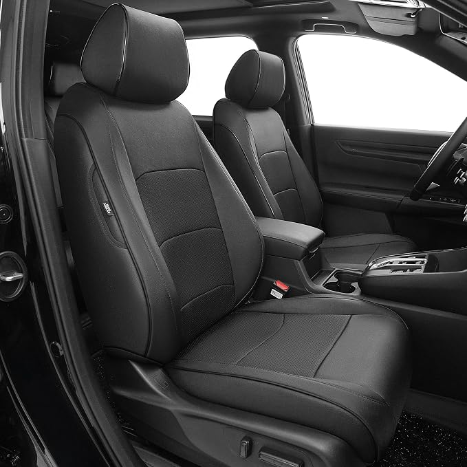 Custom Fit Seat Covers for Honda CRV 2017 2018 2019 2020 2021 2022 | CR-V Faux Leather Full Coverage Seat Cover Full Set Front & Rear Car Seat Protector(Black,5 Seats) by AOMSAZTO