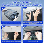 SINGARO Car Windshield Sun Shade, Foldable Reflective Sun Shade for Car Windshield, Compatible with Tesla Model Y Model 3 2016~2025 - Image 4