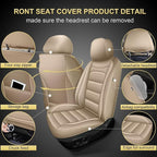 IKABEVEM Car Seat Covers for Volvo XC70 2003-2016, 2-Pack Front | Luxury Fuax Leather, Waterproof, Airbag Compatible, Easy to Install, Scratch‑Resistant Seat Protection, Beige - Image 2