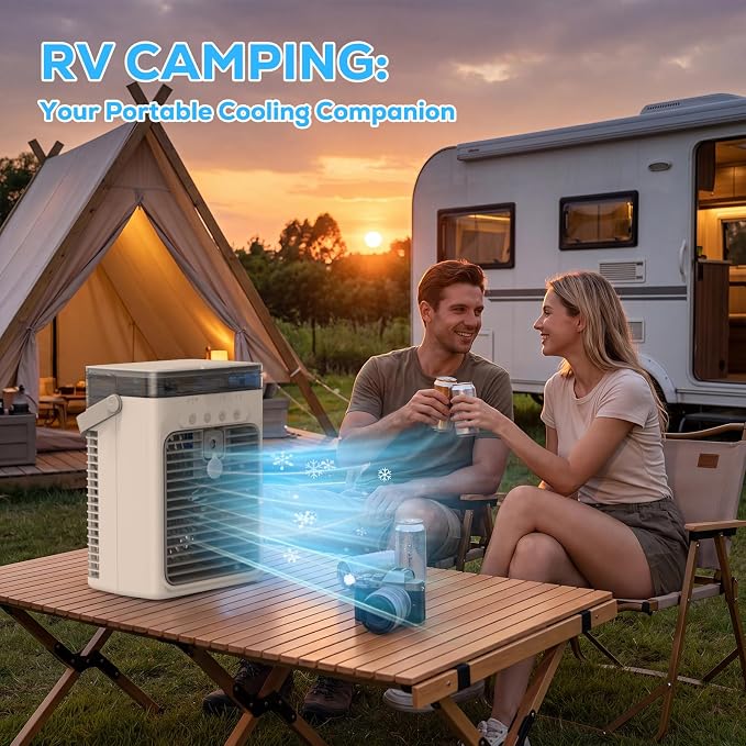 Portable Air Conditioners, Personal Evaporative Air Cooler with 1000ML Water Tank, 3 Speeds & 2 Mist Modes, Portable AC Fan for Car, Caravan, Kitchen, Office Desk - Image 3