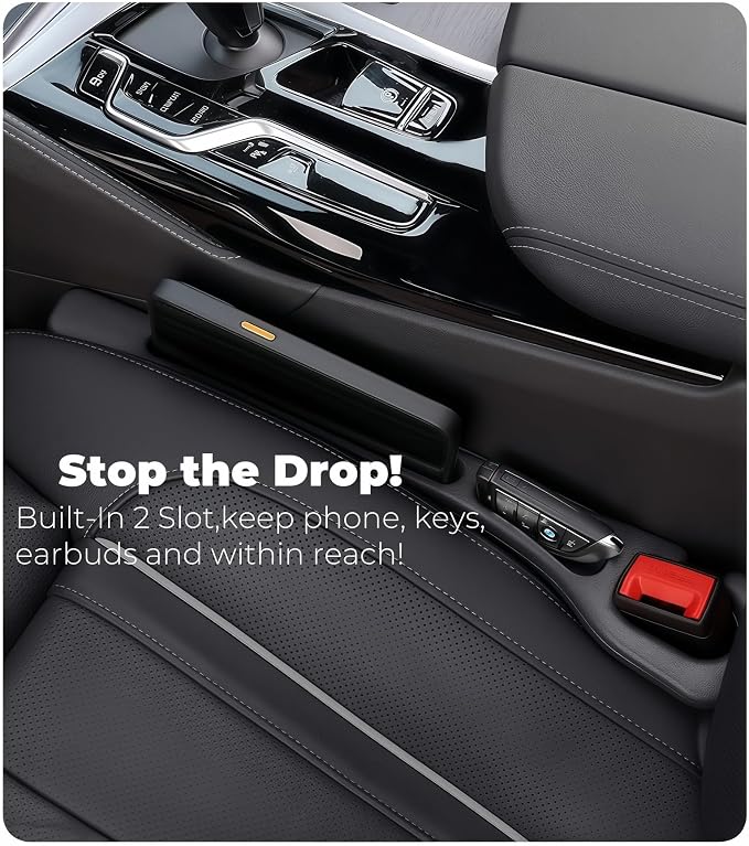 BESTKEE Car Seat Gap Filler 2 Pack, No Drop Seat Gap Plug with Dual Storage Slots, Blocks Phones Keys Coins, Flexible EVA Console Gap Filler Auto Accessories for Cars SUVs Trucks - Image 6