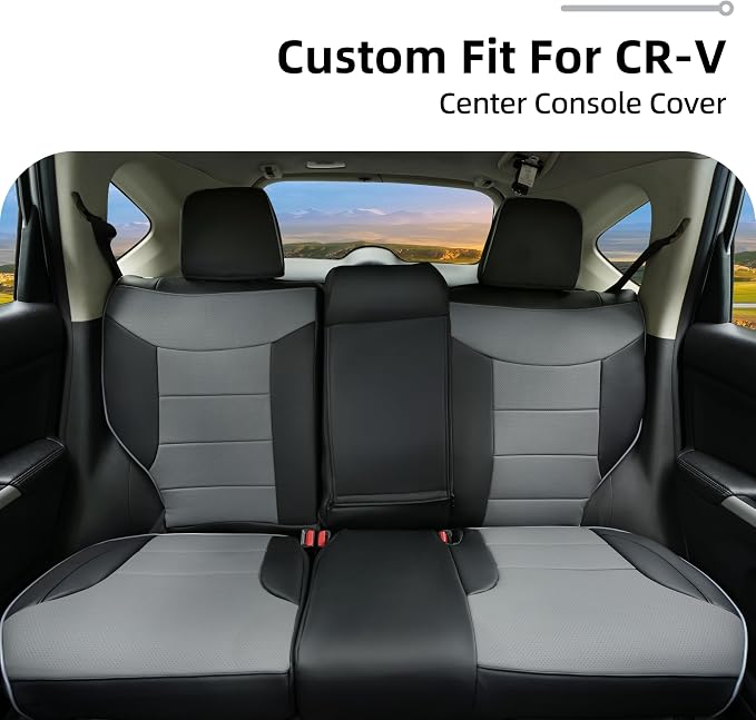 Lolcar Custom Fit CRV Car Seat Covers Full Set for Honda CR-V 2012 2013 2014 CRV LX;EX;EX-L Model - Leather (Black/Gray) - Image 4