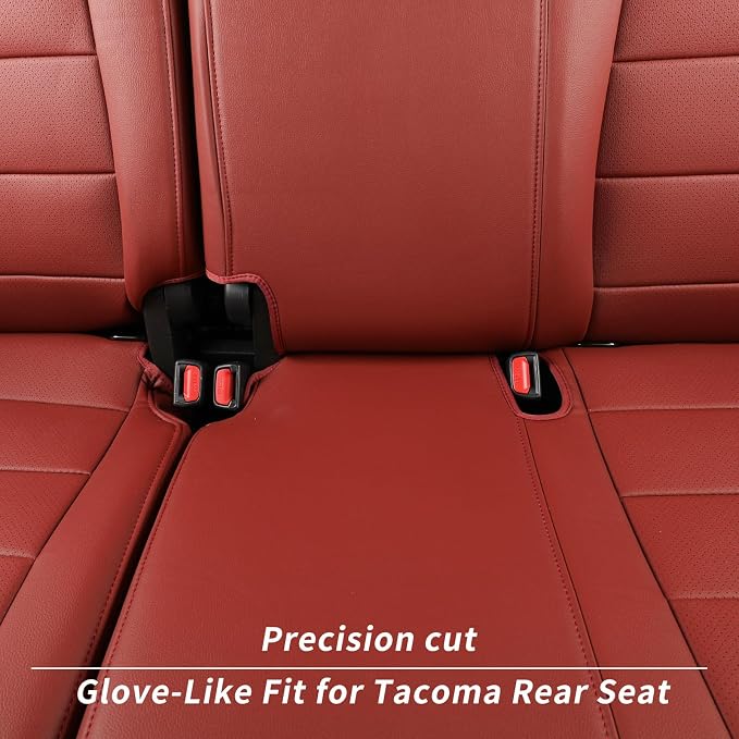 2024 2025 2026 Tacoma Seat Covers Full Set for Toyota Tacoma 4th Gen Double/Crew Cab SR,SR5,TRD Sport,TRD Off-Road,Limited,Fully Covered,Waterproof Leather Car Seat Protector(Wine Red) - Image 7