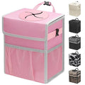 Capolo Car Trash Can with Lid, Leakproof Car Garbage Can Car Trash Bag | Waterproof, Trash Can for Car, 3 Mesh Pockets, Mini Hanging Vehicle Car Trash Bin, for Back/Front Seat (Pink,3 Gal) by Capolo