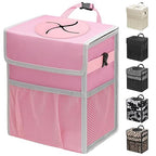 Capolo Car Trash Can with Lid, Leakproof Car Garbage Can Car Trash Bag | Waterproof, Trash Can for Car, 3 Mesh Pockets, Mini Hanging Vehicle Car Trash Bin, for Back/Front Seat (Pink,3 Gal) by Capolo