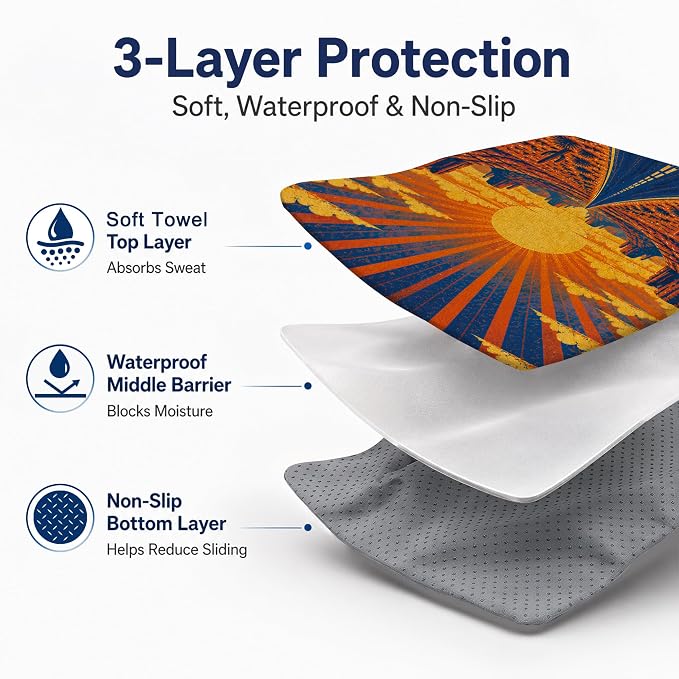 Car Seat Towel Cover 2 Pack for Front Seats, Sweat Absorbent Car Seat Protector with Non-Slip Backing, Waterproof Towel Car Seat Covers for Runners, Gym, Swimming, Beach, Desert Road Sunset - Image 3
