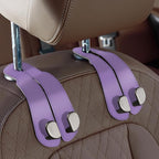 CoBak Purse Hook for Car - Universal Premium Stitched Leather and Aluminum-Magnesium Alloy Double Car Seat Back Storage Hook for Purses, Handbags, Bags (2 Pack),Amethyst Purple by PopulartabletcasebrandWegivepeoplethebestdesignofprotectingvariouselectronicdevices