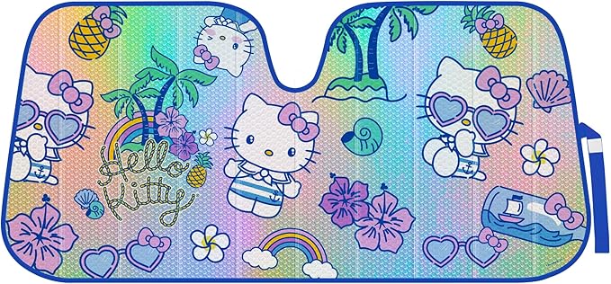 Hello Kitty Car Windshield Sun Shade - Officially Licensed Sanrio Cute Car Accessories for Women - Hello Kitty Accessories Sunshade for Front Windshield - Summer Sunshield Cars Window Shades by Carbella