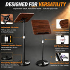 Large Adjustable Car Desk with Premium Solid Wood Tabletop, Tilt & 360° Swivel Portable Workstation, Height Adjustable Mobile Car Desk for RV, Home Office, Reading, Gaming and Writing - Image 3