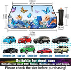 Butterfly Print Car Sunshade Umbrella Floral Windshield Sun Shade for Car Retractable Umbrella Sunshades for Front Window Butterflies Sun Shades Cover Visor Portector Block UV Rays - Image 6