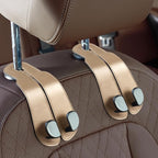 CoBak Extra Wide Car Seat Back Hooks, Premium Stitched Leather Headrest Hangers with Wide Slot Structure, Universal for Any-Width Purses, Handbags, Bags (2 Pack), Gold by PopulartabletcasebrandWegivepeoplethebestdesignofprotectingvariouselectronicdevices