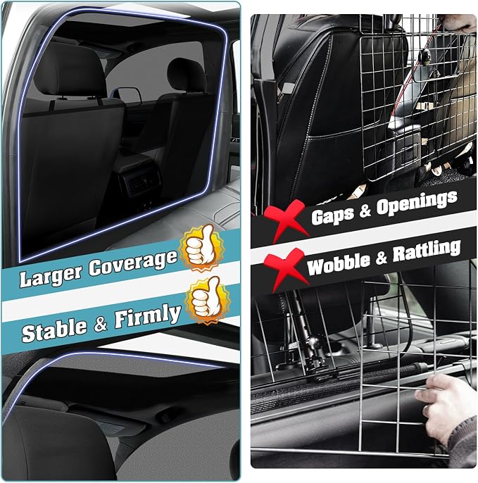 Mixsuper Dog Car Barrier, 52.4" Wide, Car Divider for Midsized Pickup, Midsized SUV and Car, One-Piece Escape-Proof Back Seat Mesh Dog Car Net Barrier Black - Image 6