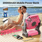 DOWILLDO 30000mAh Portable Battery Powered Camping Fan - with LED Light, Quiet Battery Operated, Camping Gear for Travel, Tent, Beach, Car or Hurricane Power Outages, Pink - Image 7