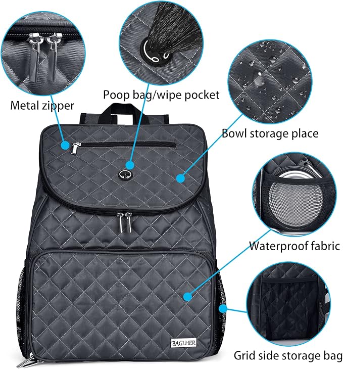 BAGLHER 丨Dog Travel Bag,Airline Approved Pet Supplies Backpack, Dog Travel Backpack with 2 Silicone Collapsible Bowls and 2 Food Baskets. - Image 3