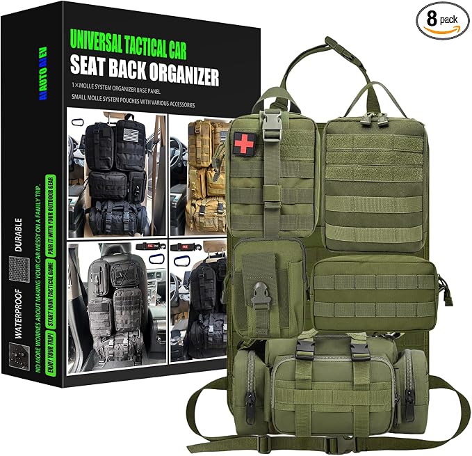 7 PACK Tactical Seat back organizer Truck organizer With 6 Detachable Pouches Universal For Car Truck Ford Jeep Military-Grade Heavier Panels With Multi-functional Packs (Army green) by AIAUTOAIEVAutoPart