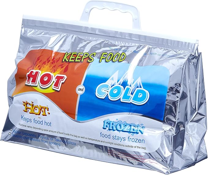 Superio Hot and Cold Insulated Bags for Food Delivery, Grocery Shopping Bags, Food Storage for Hot and Frozen Food for Travel, Disposable Cooler Bag, Reinforced Thermal Lunch Bag (1, 13"x5.5"x8.5") by Superio
