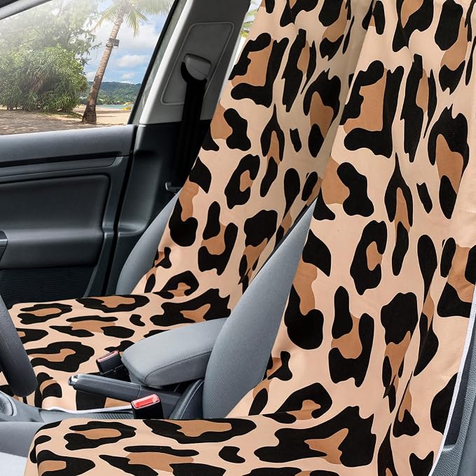 Hahafelt Car Seat Towel Cover with Storage Bag, 63 x 32 Inch Universal Non Slip Waterproof Sweat Protector for Car, Gym Swimming Running, Machine Washable (Leopard) - Image 6