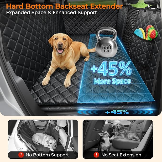 URPOWER Hard Bottom Dog Back Seat Extender, Fits Tesla Model Y | Supports 550 lbs, Stable 3-Panel Hard Bottom, Added High-Density Foam for Comfort, Waterproof 900D Oxford, 45% More Space - Image 3