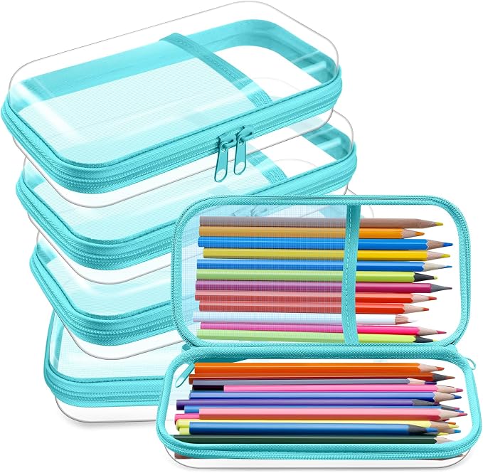 Sanwuta 4 Pcs Clear Hard Shell Zipper Case Plastic Case, Blue-green by Sanwuta