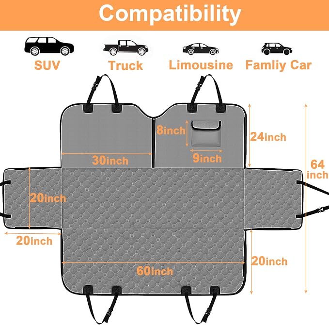 Mancro Dog Car Seat Cover for Back Seat, Waterproof Dog Hammock for Car | 600D Heavy Duty, Scratch-Resistant Back Seat Pet Cover for Dogs with PVE Nonslip Underside, Fits for Sedan, Trucks and SUVs - Image 7