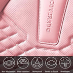 Coverado Seat Covers Full Set, Waterproof Nappa Leather Seat Covers for Cars, 5 Seats Universal Car Seat Protectors, Black and Pink Leather Car Seat Covers Car Seat Cushions Fit for Most Cars - Image 9