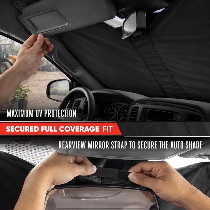 Motor Trend Custom Fit GMC Sierra & Chevy Silverado Windshield Sun Shade - Fits All (2007-2013) Trims - Car Windshield Sunshade Sierra & Silverado Accessories - Automotive Interior Protection - Image 4