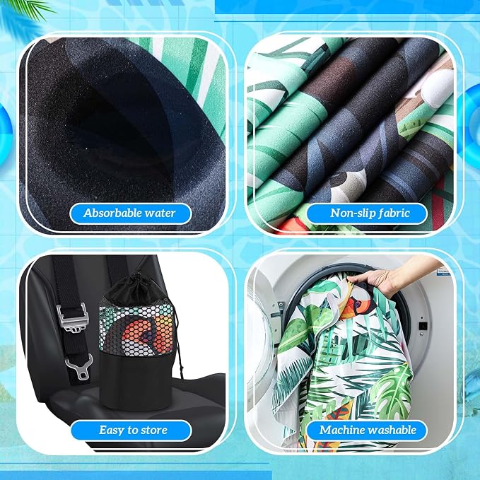 1 Pack Car Seat Towel Cover with Storage Bag, Tropical Toucan Style | 63 x 32 in Car Towel Seat Cover Non Slip Waterproof, Gym Workout Swimming Running, Machine Washable Sweat Absorbent Protector - Image 3