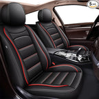 IKABEVEM Car Seat Covers for Nissan Leaf 2011-2025 2026 Full Set(5 Seats) | Luxury Fuax Leather, Waterproof, Airbag Compatible, Easy to Install, Scratch‑Resistant Seat Protection, Redline by IKABEVEM