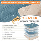 100% Waterproof Washable Dog Blanket，Gray Blue+Apricot， 68"x82" | ,7-Layer Reversible Couch Covers for Dogs Met for Sofa Furniture Car Camping - Image 2
