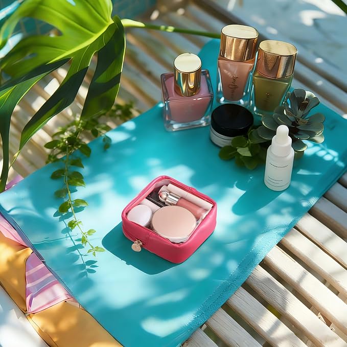 Clear Makeup Bag, Easy to Find Mini Makeup Bag for Purse, Travel Makeup Bag for Car, Compact Cosmetic Pouch for Daily Essentials,Hot Pink - Image 6