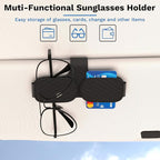 BFXM Sunglass Holder for Car, Double Clip Magnetic Leather | Sunglasses Holder Eyeglass Hanger Clip for Car Visor, Cars Sun Visor Ticket Card Clip - Image 4