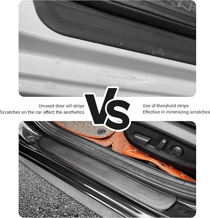 4PCS Car Door Sill Protector,Anti-Scratch Rubber Car Door Protector Edge Guards for Door Steps,Universal Waterproof Door Threshold Strips Exterior Accessories for Car Truck SUV (Black, Width 2.36") - Image 3