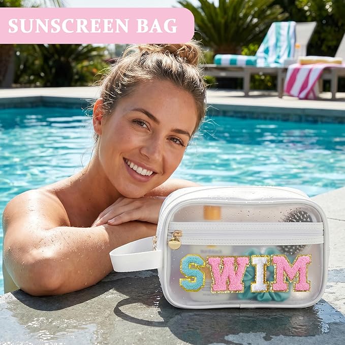 COSHAYSOO Clear SWIM Bag Waterproof Valentines Grab Bag Gifts for Women Teen Girls Swimmer Team Coach, Swimming Pool Accessories Organizer Transparent Makeup Toiletry Bag Beach Travel Cosmetic Pouch - Image 5