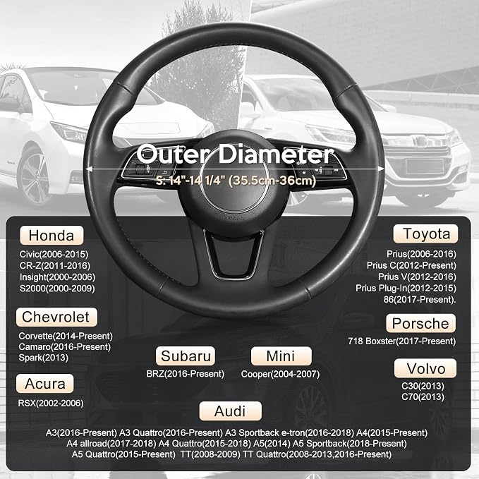 SEG Direct Steering Wheel Cover 14"-14.25" Heavy-Duty Black Carbon Pattern | For Model 3 / Y Prius Civic Camaro Rogue, Non-Folding Packaging, Heavy Duty, Microfiber Leather, Auto Interior Accessories - Image 5