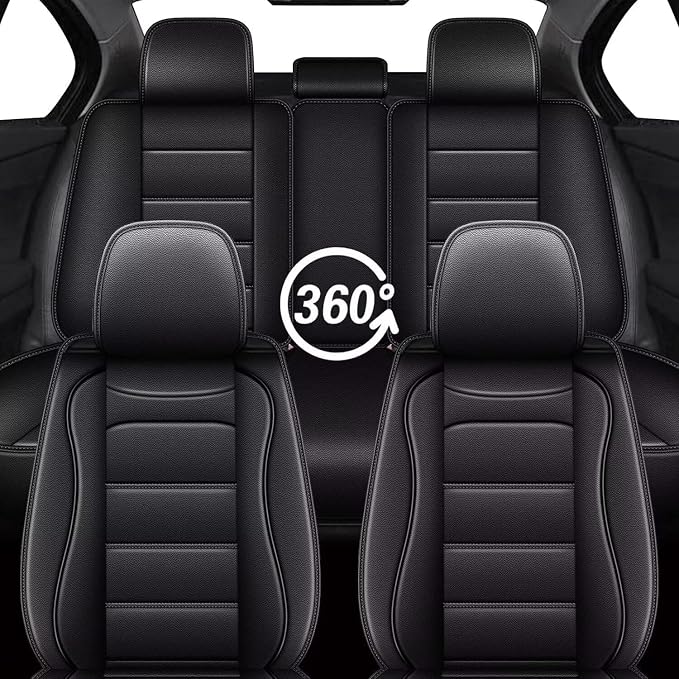 IKABEVEM Car Seat Covers Full Set Fit for Infiniti QX30 2017-2019: 5 Seats Auto Interior Accessories, Faux Leather Waterproof Seat Cushions Vehical Cover (Black) - Image 6