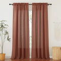 RYB HOME Linen Curtains 95 inches Long for Sliding Door Living Room | Fall Decor, Airy Breathable Absorbent, Light Filter, Half Privacy Protect, Doorway Nursery, Terracotta, W52 x L95, 2 Panels by RYBHOME