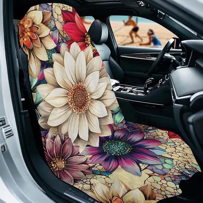 Boho Mandala Flower Car Seat Cover Towel After Gym with Storage Bag Sweat Auto Front Seat Cover Protector Mandala Lotus Car Interior Accessories for Women Men Beach Towel Yoga Towels - Image 2