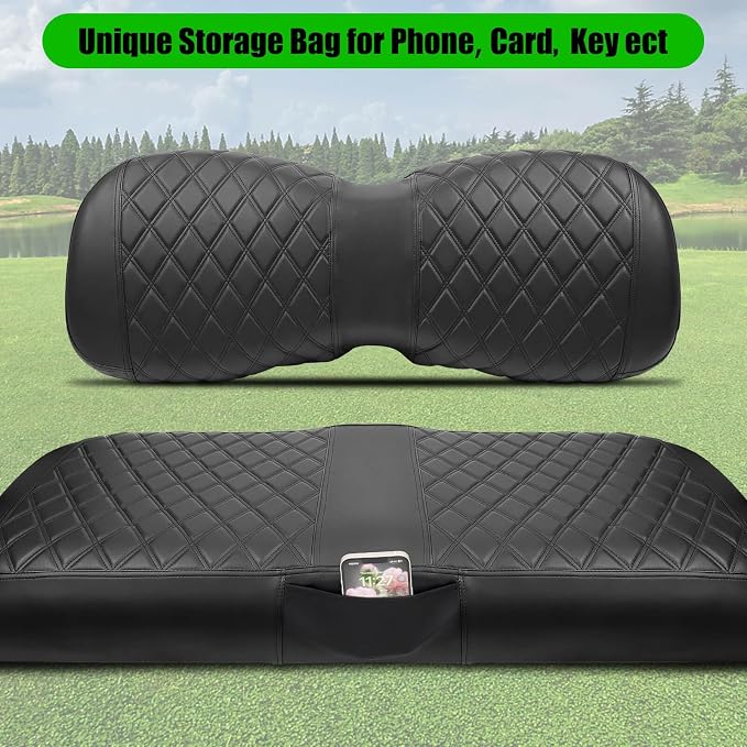 Golf Cart Seat Covers for Yamaha G29 Drive & Drive 2 Marine Leather Diamond | Protect & Refresh Worn Seats, Precise Fit, Staple-Free Install, Comfort, Anti-Scratch, Anti-Fading, Easy Clean Black - Image 6